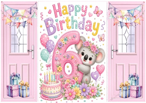Lovely Birthday Card, Pink Gatefold With Cake For A Little Girl AGED SIX