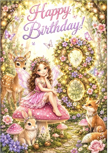 Lovely A4 Card, For A Little Girl A Fairy Aged EIGHT