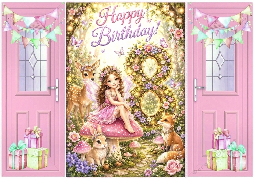 Lovely Birthday Card, Pink Gatefold For A Little Girl Fairy Aged EIGHT