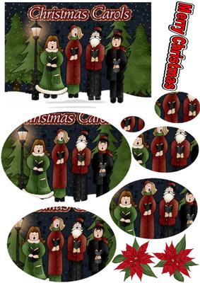 Christmas Scene of Carol Singers, Oval Pyramids