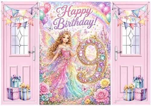 Lovely Birthday Pink Gatefold For A Little Girl Fairy With Roses Aged NINE