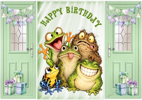 Funny Frogs Gatefold For Birthday