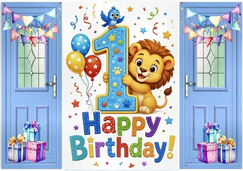 Lovely Birthday Card, Blue Gatefold For A Little Boy AGED ONE