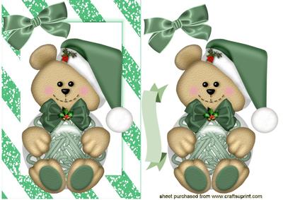 Cute Little Green Bear with Green Bow