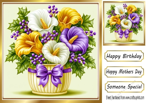 Pretty Flowers In A Plant Pot 8x8 Card 