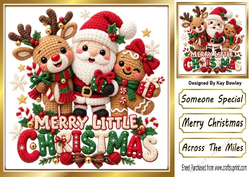 Lovely Crochet Santa & Friends 8x8 Card
