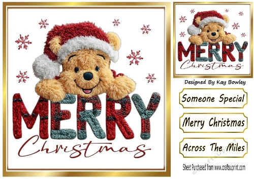 Lovely Christmas Pooh Bear 8x8 Card