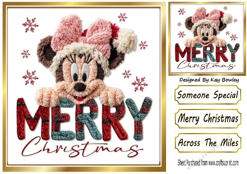 Lovely Christmas Minnie Mouse 8x8 Card