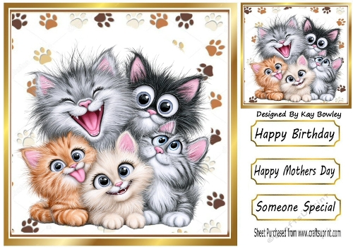 Cheeky Cats In 8x8 Paw Print Frame