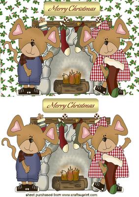 Mr & Mrs Mouse, with There Christmas Stockings