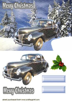 Vintage Car in a Snow Scene