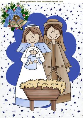 Lovely Nativity Scene on Star Background A4 Topper
