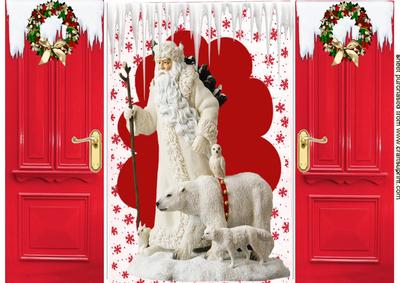 Vintage Santa, with Cute Animals Gatefold