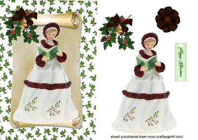 Lovely Lady on a Scroll with Holly