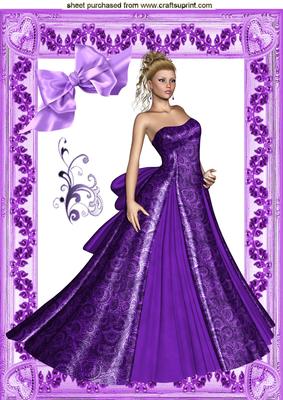 Beautiful Lady in Purple Gown, A4 Topper
