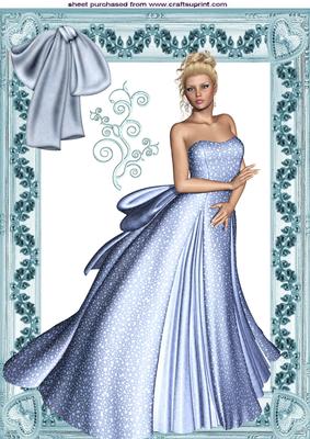 Beautiful Lady in Blue/silver Gown A4 Topper