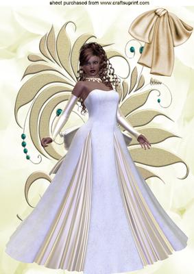 Beautiful Lady in White/gold Gown A4 Topper