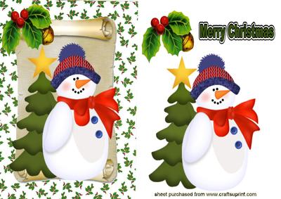 Cheery Snowman on a Scroll