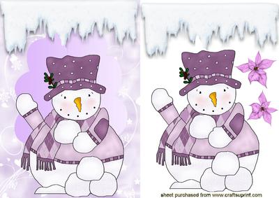 Lovely Snowman in Purple Hat