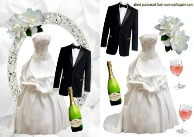 Beautiful White Gown & Tuxedo with Champagne
