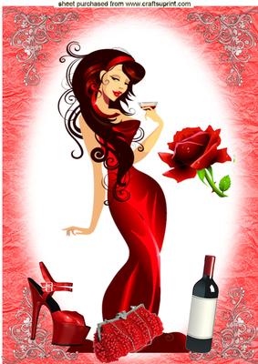 Elegant Lady with Champagne, A4 Topper