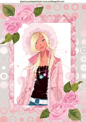 Lovely in Pink, with Pink Roses, A4 Topper