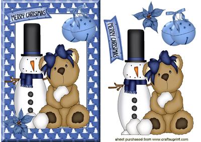 Little Teddy with Snowman in Top Hat
