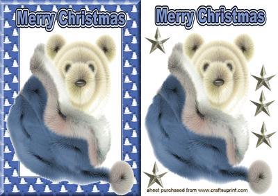 Fluffy Polar Bear in Santa Hat