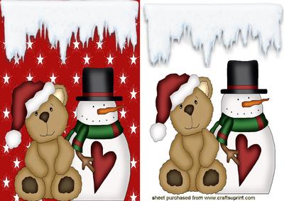 Little Bear with Santa Hat with Snowman