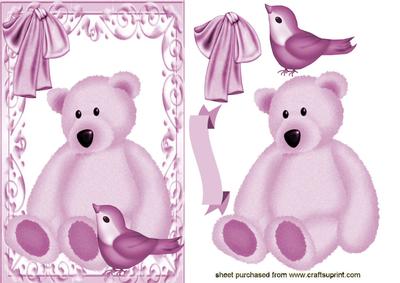 Pink Teddy with Cute Little Bird