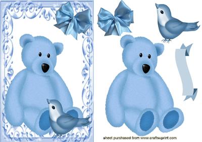 Blue Teddy, with Cute Little Bird