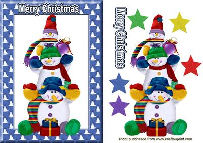 A Trio of Snowmen Having Fun