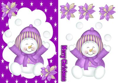 Cute Little Snowman, with Snowballs