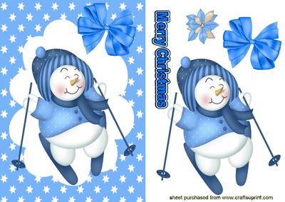 Cute Little Snowman Skiing