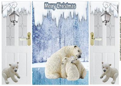 Dont Forget Me! Lovely Scene of Polar Bears, Gatefold