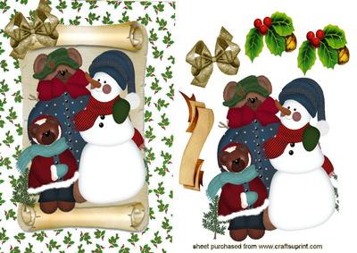 Lovely Snowman & Friends on a Scroll