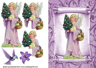 Angel with Little Bird, on a Scroll