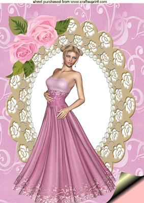 Beautiful Lady in Pink Gown,a4 Topper