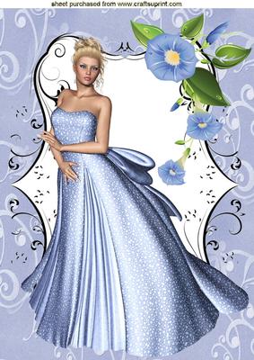 Beautiful Lady in Silver Blue Gown A4 Topper