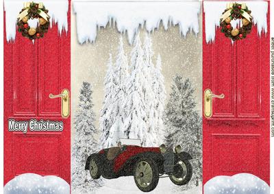 Vintage Car in the Snow Gatefold