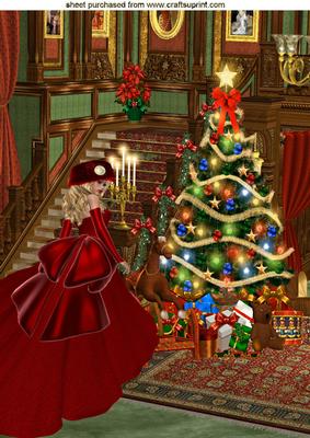Pretty Lady in a Christmas Scene A4 Topper