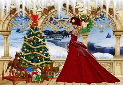 Pretty Lady in Red Gown A4 Topper