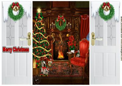 Christmas Fireside Scene, Gatefold