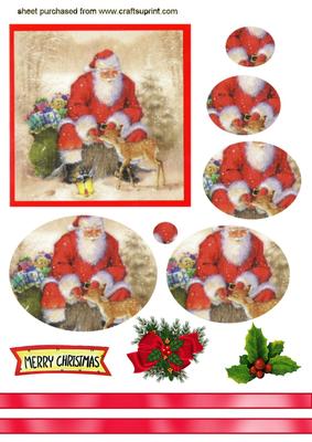 Santa & a Cute Little Reindeer, Oval Toppers