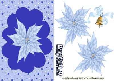 Ice Blue Poinsettias, with Bow
