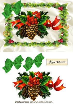 Pine Cone and Red Berries with Holly