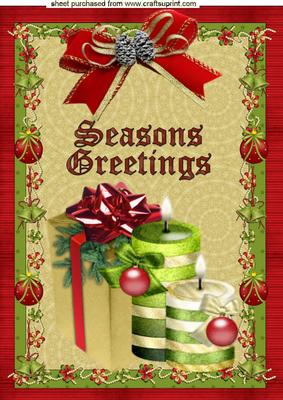 Seasons Greetings with Candles A4 Topper