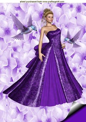 Beautiful Lady in Purple Gown A4 Topper