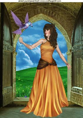 Beautiful Lady with a Kingfisher A4 Topper