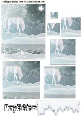 Beautiful Scene of a White Unicorn, Pyramids